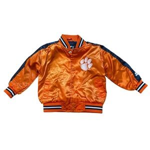 Starter Clemson Tigers Jacket Kids Orange Excellent Varsity Satin SIZE 18/24M